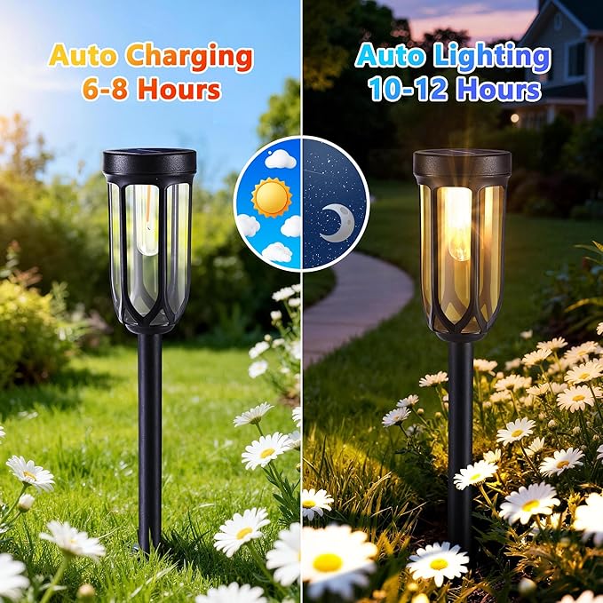 Solar Yard Path Lights 8-Pack, Waterproof