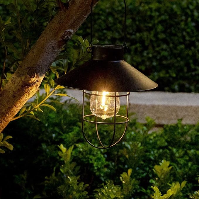 2-Pack Classic Backyard Solar Lanterns for Porch, Waterproof LED