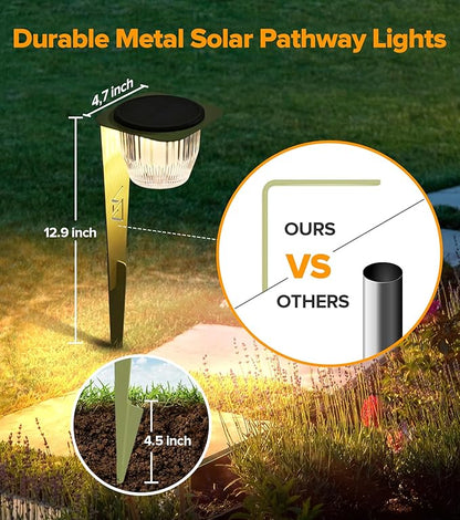 Solar Pathway Lights Outdoor, Super Bright 500 lumens with 2-in-1 Solar Powered and USB Charging Modes, IP65 Waterproof, Auto On/Off Garden Lights for Lawn Patio Walkway, Green (6 Pack)