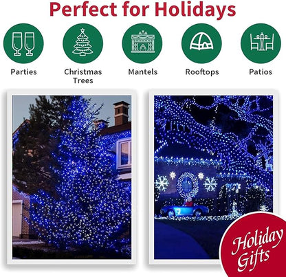 LAMPHOME Blue Clear Christmas String Lights, 100 ct 20FT Incandescent Mini Fairy Lights Set, UL Certified Green Wire Lights for Indoor Outdoor Halloween Holiday Home Xmas Tree Patio Décor
