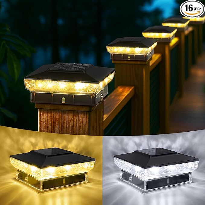 Solar Post Cap Lights, Cool White Waterproof