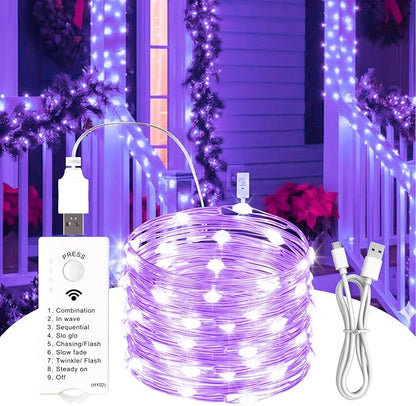 50 LED Christmas Twinkle Lights, 16ft Waterproof for Patio