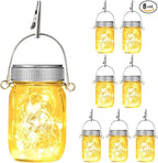 8-Pack Classic Hanging Solar Lanterns for Patio, Waterproof LED