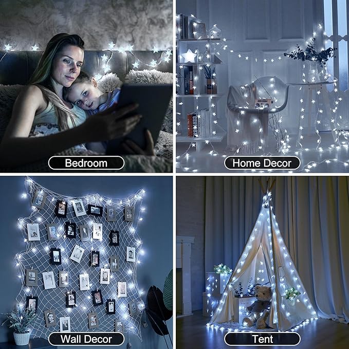 17ft White String Lights for Yard, Waterproof LED