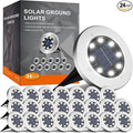 Solar Flat Disk Lights 24-Pack, Waterproof Landscape