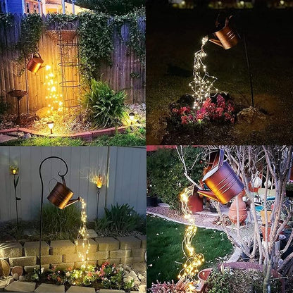Solar Watering Can Lights Outdoor Garden Decor Metal Kettle Art Decorative Waterproof Hanging Light for Yard Lawn Patio Gardening Decorations