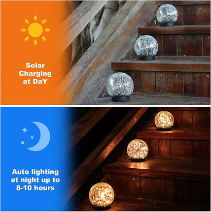 Solar Globe Lights Outdoor Waterproof-Solar Balls-Solar Garden Lights-Orbs for Outside 8 Pack Cracked Glass Ball for Lawn Patio Yard Backyard Decorations