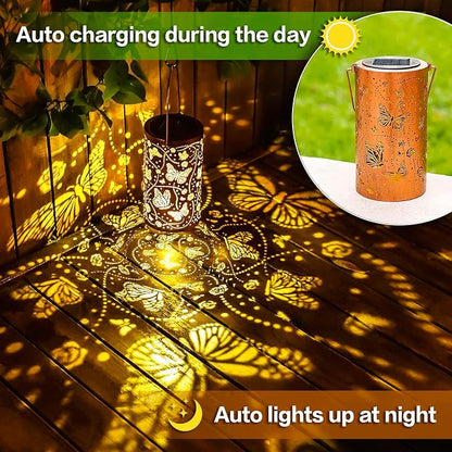 Butterfly Solar Lanterns Outdoor Waterproof Hanging Solar Lights Butterfly Gifts for Women Men Metal Decorative LED Lanterns for Garden Decor,Yard,Patio,Lawn,Tabletop,Pathway