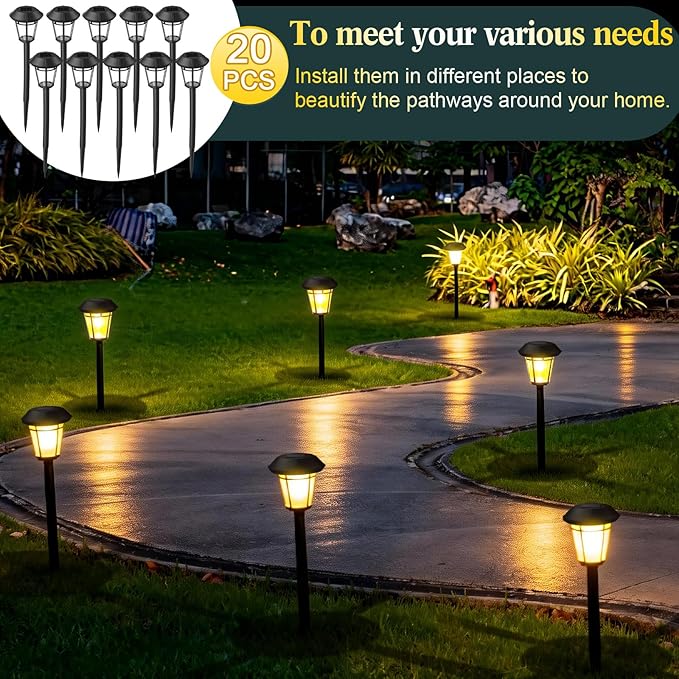 Solar Yard Path Lights 20-Pack, Waterproof