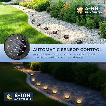 SOLPEX Mini Solar Ground Lights, 10 Pack Solar Lights Outdoor Waterproof, Landscape Lighting for Garden Pathway Driveway Walkway (Warm White)