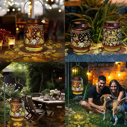 Solar Lanterns Outdoor Waterproof Decorative Garden Solar Lights Outdoor,Hanging Hollow Out Metal Ornaments Decor for Outside Lawn,Patio,Balcony,Yard Unique Gifts for Women Butterfly