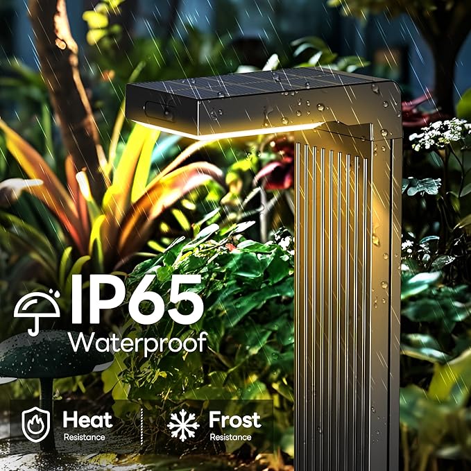 Solar Pathway Lights Outdoor 6Pack, 2 Color in 1 Motion Sensor Walkway Lights 400LM with Warm/Cool White, 12H Lasting, IP65 Waterproof Solar Landscape Lighting for Garden, Yard