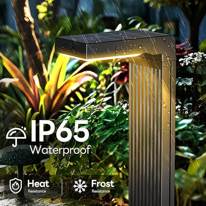 Solar Pathway Lights Outdoor 6Pack, 2 Color in 1 Motion Sensor Walkway Lights 400LM with Warm/Cool White, 12H Lasting, IP65 Waterproof Solar Landscape Lighting for Garden, Yard
