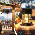 Courtyard Solar Lantern Set 2-Pack, Rustic Outdoor Lighting