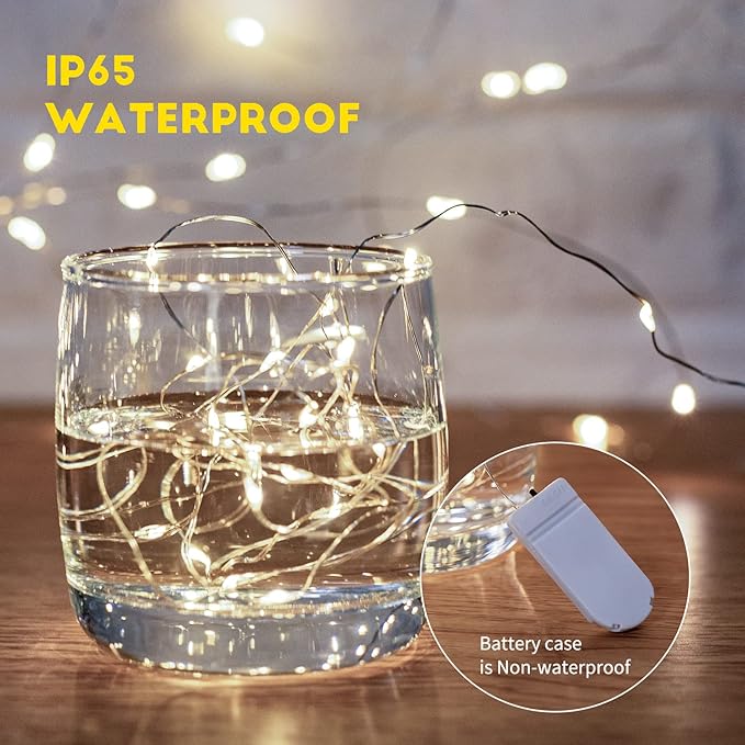 24-Pack White Patio String Lights, 7ft Weatherproof LED
