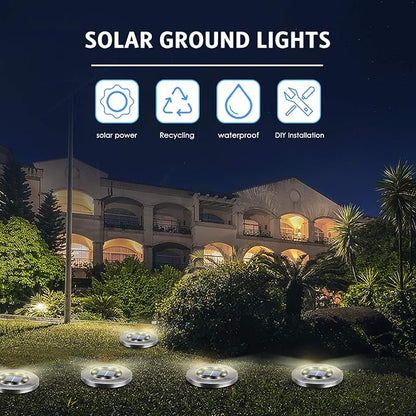 Solar Ground Lights 16 Packs, Garden Solar Outdoor Waterproof Pathway Bright In-Ground Landscape Lights for Patio, Lawn, Yard, Driveway, Step and Walkway White Light