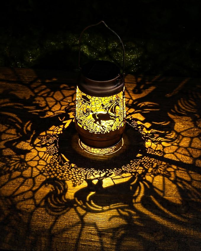 Horse Gifts for Women - Waterproof Outdoor Solar Lantern Decor Hanging Metal Lighting Lights Garden Patio Yard Lawn Pouch Decorations Cool Birthday Gift for Horses Lovers Mom Grandma Friend