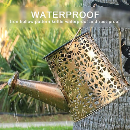 2Pack Solar Watering Can Lights,Waterproof Hollowed-Out Retro Metal Outdoor Lights with Fairy or Gnomes Accessories,Gifts for Mom Grandma Women Garden Patio Pathway Christmas Decor(Angel 1 style)
