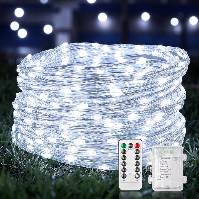 Christmas String Lights, 33ft 100 LED Waterproof Twinkle Lights