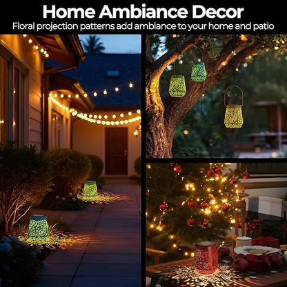 Solar Lanterns 4 Pack Outdoor Waterproof Solar Lights, Mothers Day Gifts for Women Garden Decor LED Hanging Solar Powered Decorative Lantern with Handle for Outside Patio Yard Table Fence