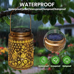 2-Pack Metal Hummingbird Solar Lanterns for Backyard, Waterproof LED