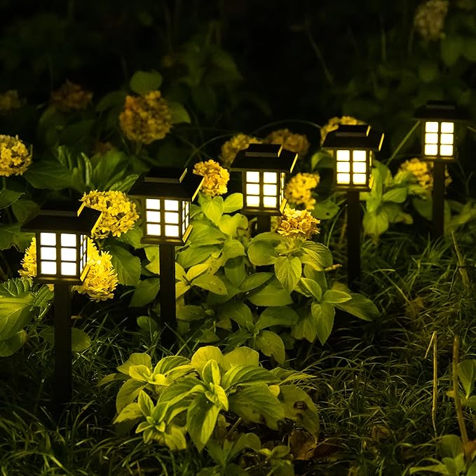 12-Pack Warm White Solar Path Lights, Outdoor Driveway LED
