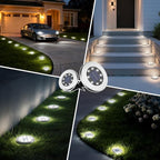 12-Pack Cold White In-Ground Solar Lights, Flat LED Garden