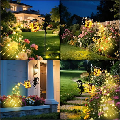 Solar Garden Fairy Watering Can Lights Outdoor IP65 Waterproof Watering Can Hanging Lanterns Garden Decor, Solar Powered LED Patio Yard Pathway Lights Fairy Gardening Gifts for Mom Women Birthday