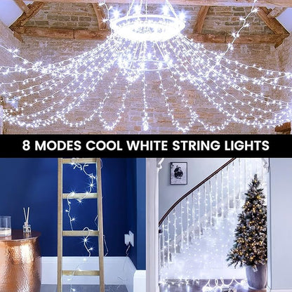 4 Pack Christmas String Lights Battery Operated with Timer, 132FT 400 LED Waterproof Twinkle Lights, 8 Modes Fairy Light for Indoor and Outdoor Bedroom Garland Tree Christmas Decorations (Cool White)