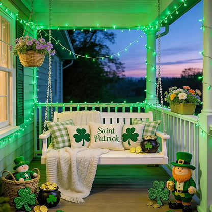 JMEXSUSS 33ft 100 LED Green Battery Operated Lights for St. Patrick's Day Decorations, Green Christmas Lights Battery Operated, St. Patrick's Day String Light Indoor Outdoor for Tree House Yard Xmas