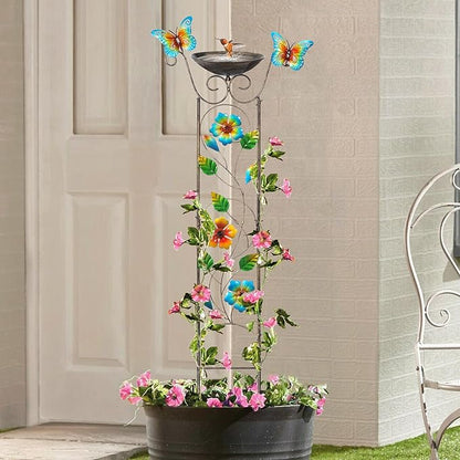 40" Metal Bird Bath, Classic Outdoor Birdfeeder