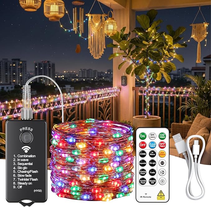 Christmas Fairy Lights, 66ft 200 LED Battery Twinkle Lights