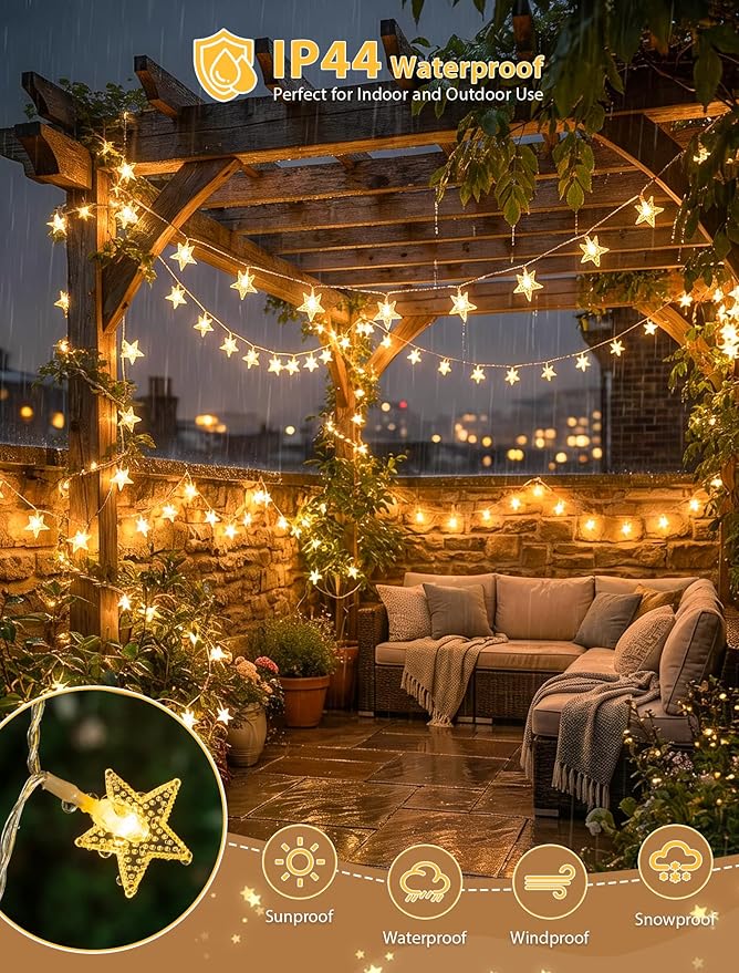 Christmas String Lights, 4ft 50 LED Waterproof Twinkle Lights
