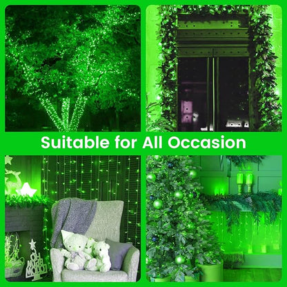 2 Pack St. Patrick's Day String Lights Battery Operated with Timer, 66FT 200 LED Waterproof Twinkle Lights, 8 Modes Fairy Light for Indoor and Outdoor Christmas St. Patrick's Day Decorations (Green)