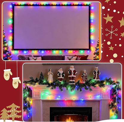 Christmas String Lights Outdoor Waterproof 9.8ft 30 LED, Muliticolor Fairy Lights Battery Operated with Timer Clear Wire for Indoor & Outdoor Christmas Decorations Garland Party Garden 2 Packs