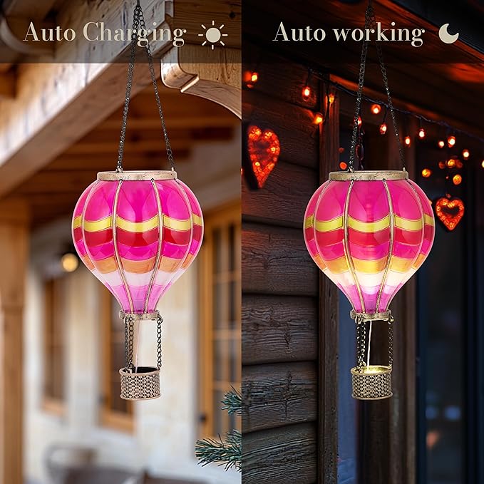 Courtyard Solar Hanging Lanterns, Metal Backyard Decor