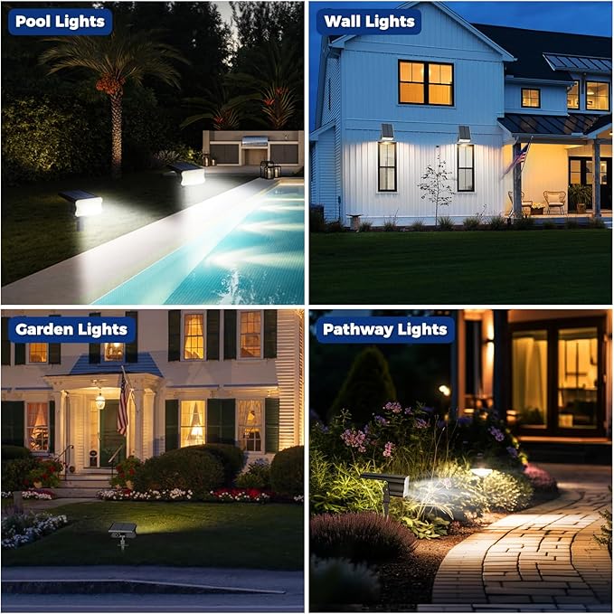 60 LED Solar Garden Spotlights 4-Pack, LED