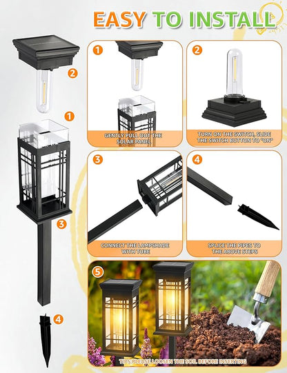 4 Pack Solar Lights Outdoor Waterproof - Solar Powered Outdoor Lights for Patio Yard Pathway Walkway Lawn Garden Decor Landscape Lighting Solar Lights Outdoor