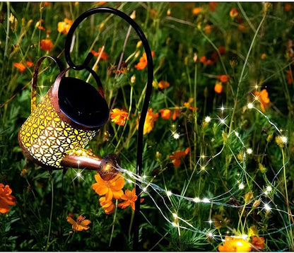 HUYIENO 2Pack Solar Garden Lights Outdoor Hanging Solar Lantern Watering Cans with Shepherd Hook for Patio Yard Lawn Decorations Warm LEDs