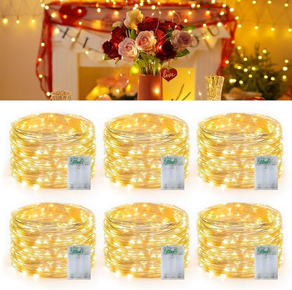 6-Pack Warm White Patio String Lights, 16ft Weatherproof LED