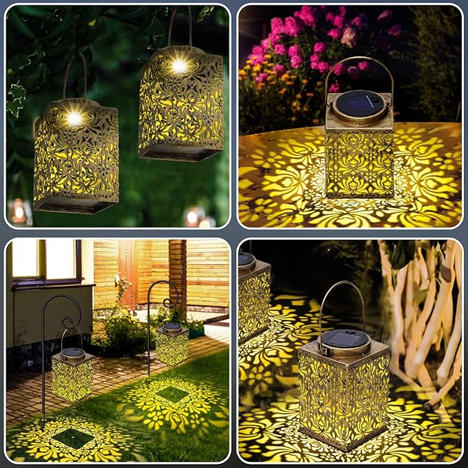 Rose Solar Lantern Set 2-Pack, Charming Porch Lighting