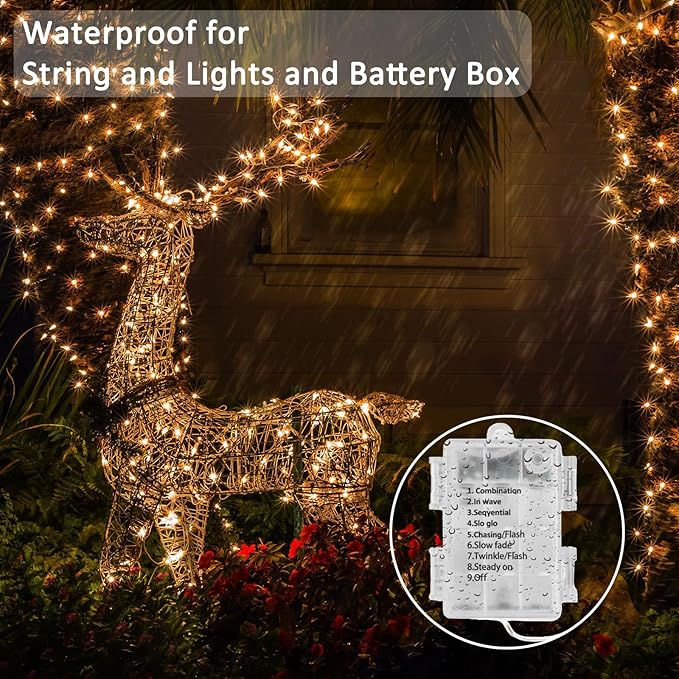 16-Pack 33ft Christmas LED String Lights, Waterproof Timer Lights