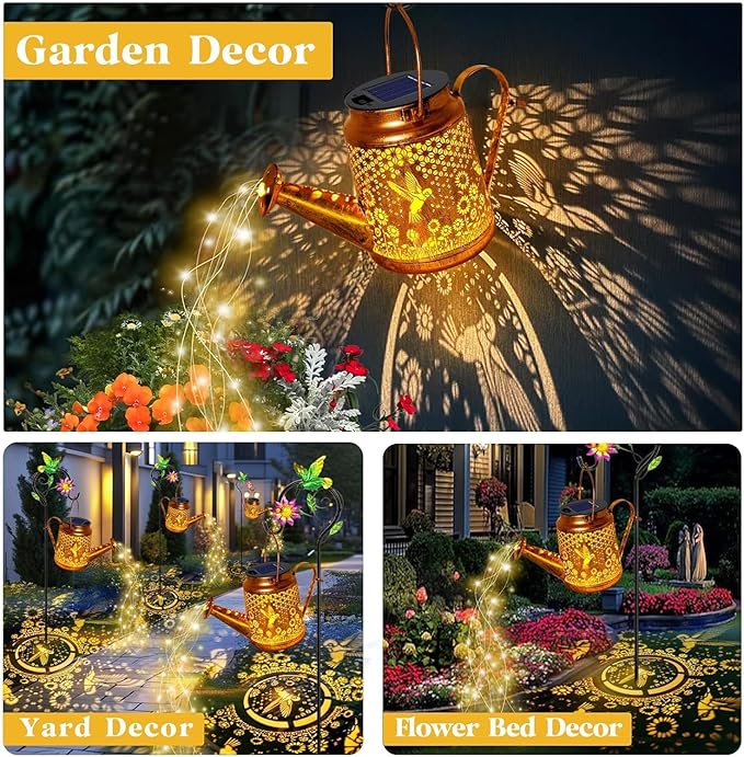 Solar Hummingbird Lanterns, Garden Hanging LED Decor