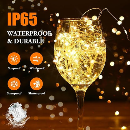 4 Pack 33FT 100 LED Fairy Lights Battery Operated with Timer & Remote, Waterproof Twinkle Lights Indoor Outdoor, 8 Modes Fairy String Lights for Bedroom Classroom DIY Wedding Decorations,Warm White