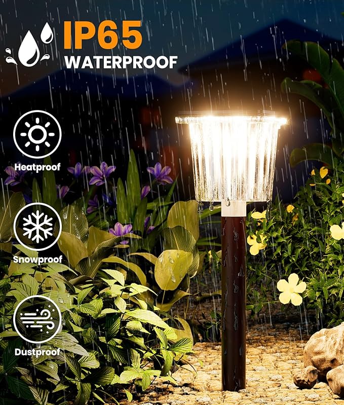 Super Bright Outdoor Solar Lights for Yard Powered 6 Pack, Adjustable Warm&Cool White, Waterproof IP65 Garden Decor Landscape Lighting Outside for Front Pathway/Patio/Walkway/Driveway/Lawn/Path Light
