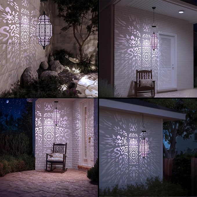 18" Moroccan Solar Pendant Light, Outdoor