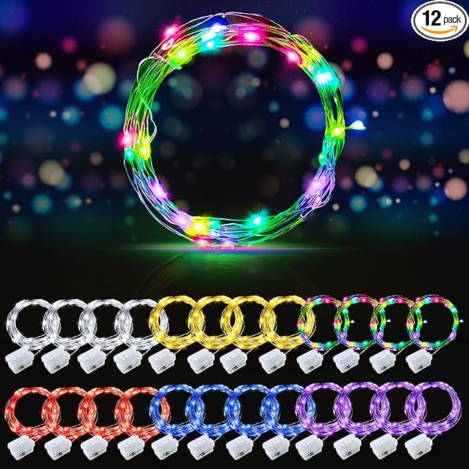 24-Pack 20 LED Christmas Twinkle Lights, Waterproof for Porch