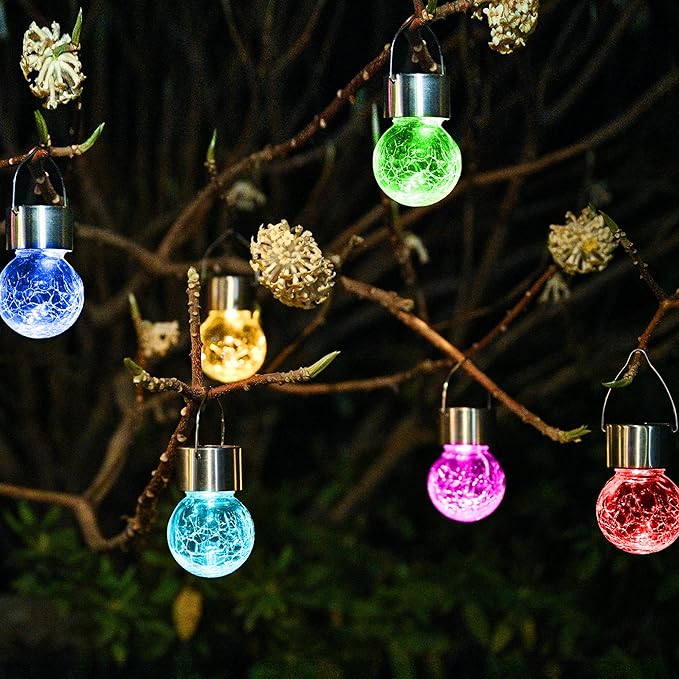 SOLPEX 12 Pack Solar Outdoor Lights Decorative, Hanging Christmas Decoration Solar Light Outdoor Solar Powered Waterproof Lights, Hanging Globe Light for Garden, Yard, Patio, Lawn(Color Changing)