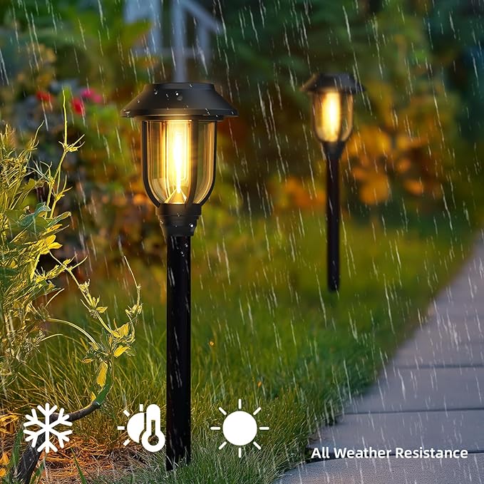 12 Pack Solar Pathway Lights Outdoor, Solar Lights Outdoor Waterproof Auto On/Off,Solar Garden Lights Solar Powered, Landscape Lighting for Yard Walkway Driveway Path Warm White
