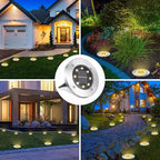 8-Pack Warm White Flat Solar Landscape Lights, Waterproof LED